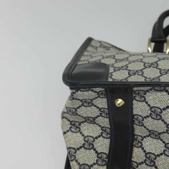 GUCCI GG Supreme Sherry Line Hand Bag Pvc Navy Gold - Picture 10 of 16